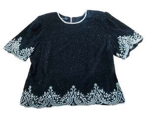 Laurence Kazar vintage beaded, sequins & pearl top size large